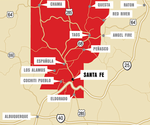 Distribution Territory for Coca-Cola Bottling Company of Santa Fe